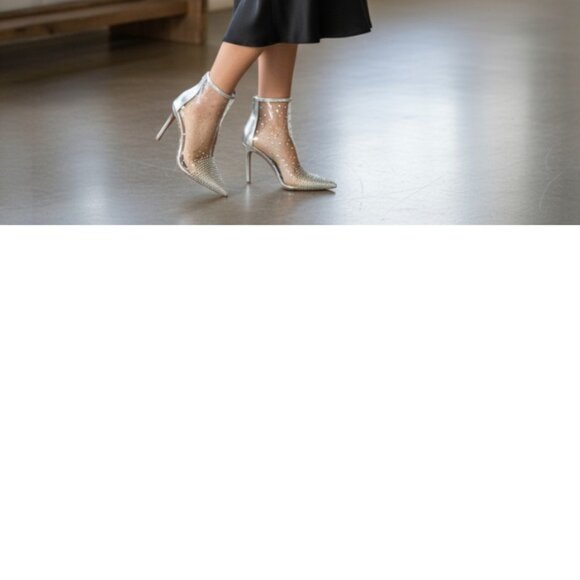 DESIGNER THALIA SODI'S RUBII RHINESTONES TRANSLUCENT POINTED TOE BOOTIES 8.5 M - Picture 16 of 16